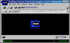 Realplayer screen