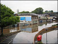 View of flooded Gloucester, July 2007