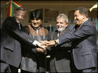 Os presidentes da Argentina, Bolívia, Brasil e Venezuela
