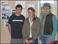 Will Holmes, Beth Edwards and Liz Copes in church