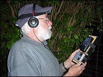John Robinson with his recording equipment