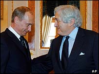 ولاديمير پوتين در کار جيمز ولفسنون در ماه فوريه