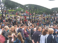 The crowd gather at Dpercussion