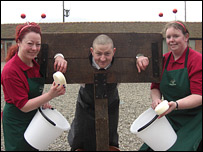 Staff at Battlefield 1403 near Shrewsbury witht heir Red Nose victim