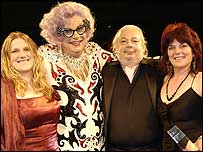 Charley, Dame Edna, PRS' chairman and Pam.