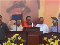 President Rajapaksa at an election rally in Batticaloa