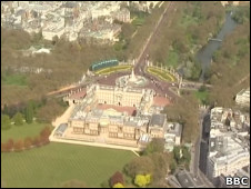 Vista aérea do Palácio de Buckingham.