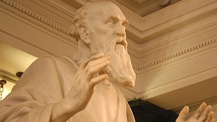 Dewis Sant  - cerflun yn Neuadd y Ddinas Caerdydd