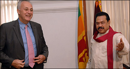 Lord Malloch-Brown (L) with President Rajapaksa (Library photo)