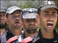 Forças de segurança do Hamas treinam em Gaza