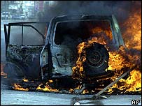 carro queimando em Fallujah