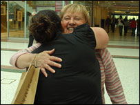 Clare giving one of her Free Hugs