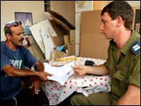 Ізраїльський солдат вручає ордер на виселення