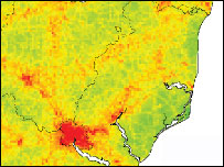 CPRE tranquillity map of Suffolk
