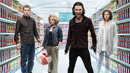 Russell Tovey as George, Sinead Keenan as Nina, Aidan Turner as Mitchell and Lenora Crichlow as Annie