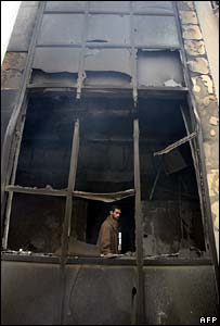 مرد فلسطينی در ساختمان سوخته دانشگاه اسلامی