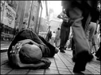 Morador de rua em Tóquio, Japão