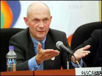 O comissário de comércio da União Européia, Pascal Lamy, em Guadalajara