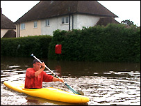 Canoeing during 2007 floods