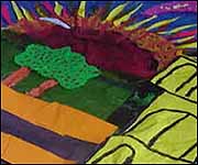 Hockney sunset over rolling hills