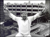 Billy Butler on top of Paradise Street building