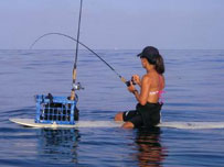 fishing on a longboard