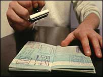 移民官检查入境签证