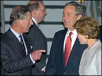 राजकुमार चार्ल्स ने बुश दंपति का स्वागत किया