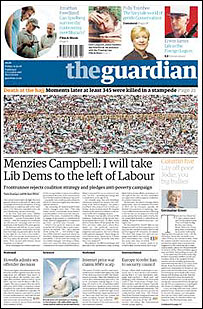 صفحه نخست روزنامه گاردين جمعه سيزدهم ژانويه