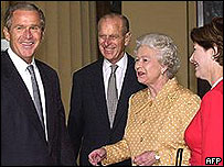 महारानी के साथ राष्ट्रपति बुश
