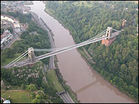 Clifton Suspension Bridge spans the Avon Gorge