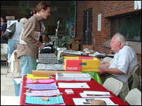 Estande no Fórum em Boston