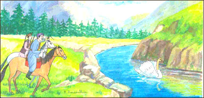 قاز سفيد با شکاری ها 