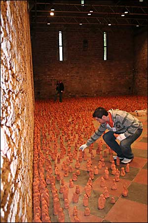 Assembling the work in the Spanish Barn. Picture: Arts Council