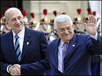 Ehud Olmert e Mahmoud Abbas