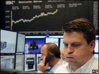 Operadores na bolsa de valores de Frankfurt