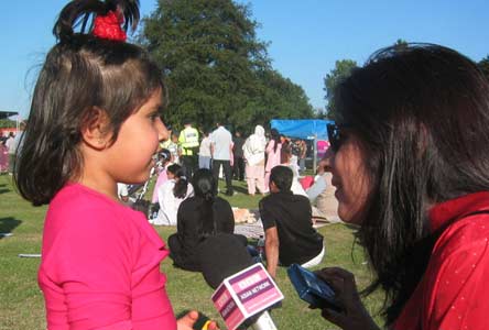 Girl being interviewed