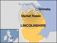 Mapa com epicentro do tremor