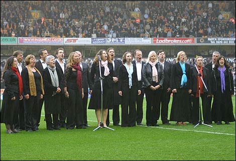 The City of Birmingham Choir sing at Molineux