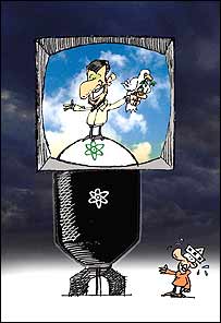 کاريکاتوری از نيک آهنگ کوثر منتشره در سايت 'روز آن لاين'