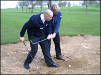 James Burridge being coached by Andrew Coleman.