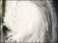 Foto de satélite do tufão Jangmi. Foto:HO/AFP/Getty Images