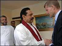EPDP leader (Extreme left) with President Rajapaksa on a tour to Geneva