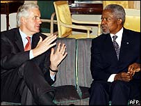 Michel Barnier Kofi Annan'la