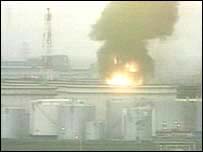 Refinaria pegando fogo