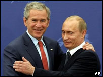 پوتین و بوش رئیسان جمهوری روسیه و آمریکا