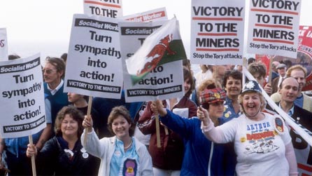 Welsh women showing support of striking miners