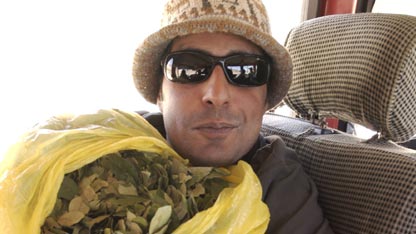 Zubin with a bag of coca