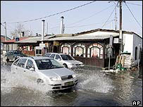 imagem de Belgrado inundada