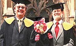 Bagpuss with creators Oliver Postgate and Peter Firmin, picture courtesy of Oliver Postgate and Peter Firmin